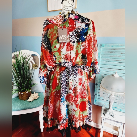 18. NWT Urban Mango Hi-low Printed Dress - Picture 4 of 7